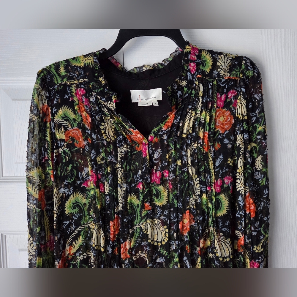 Anthropologie Danae Sheer Classic Buttondown Blouse Size M - Picture 3 of 11